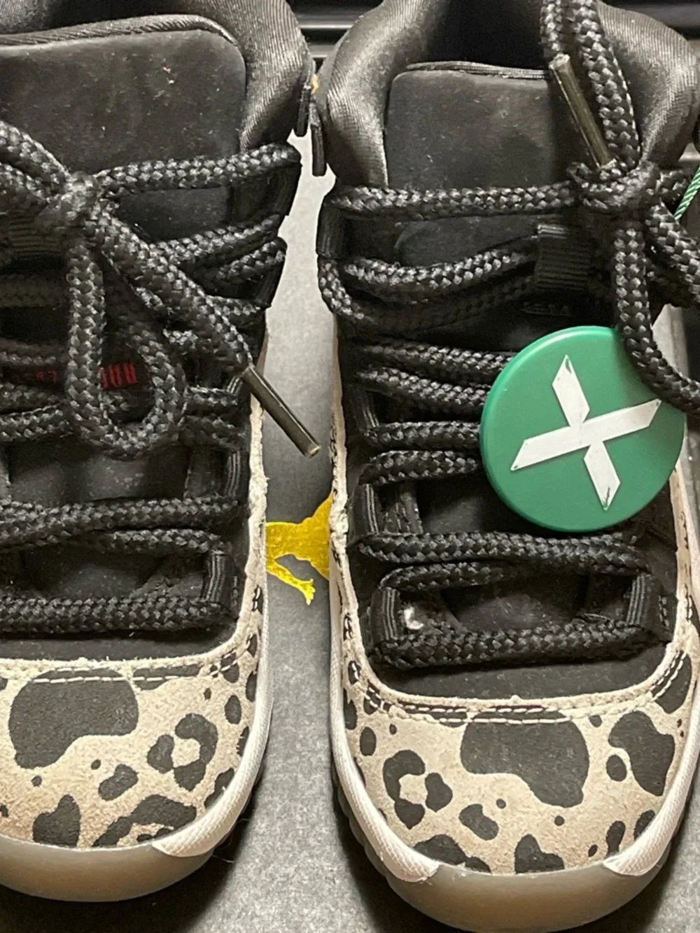 Jordan Kids High-Top Sneakers in Black and Cream Leopard